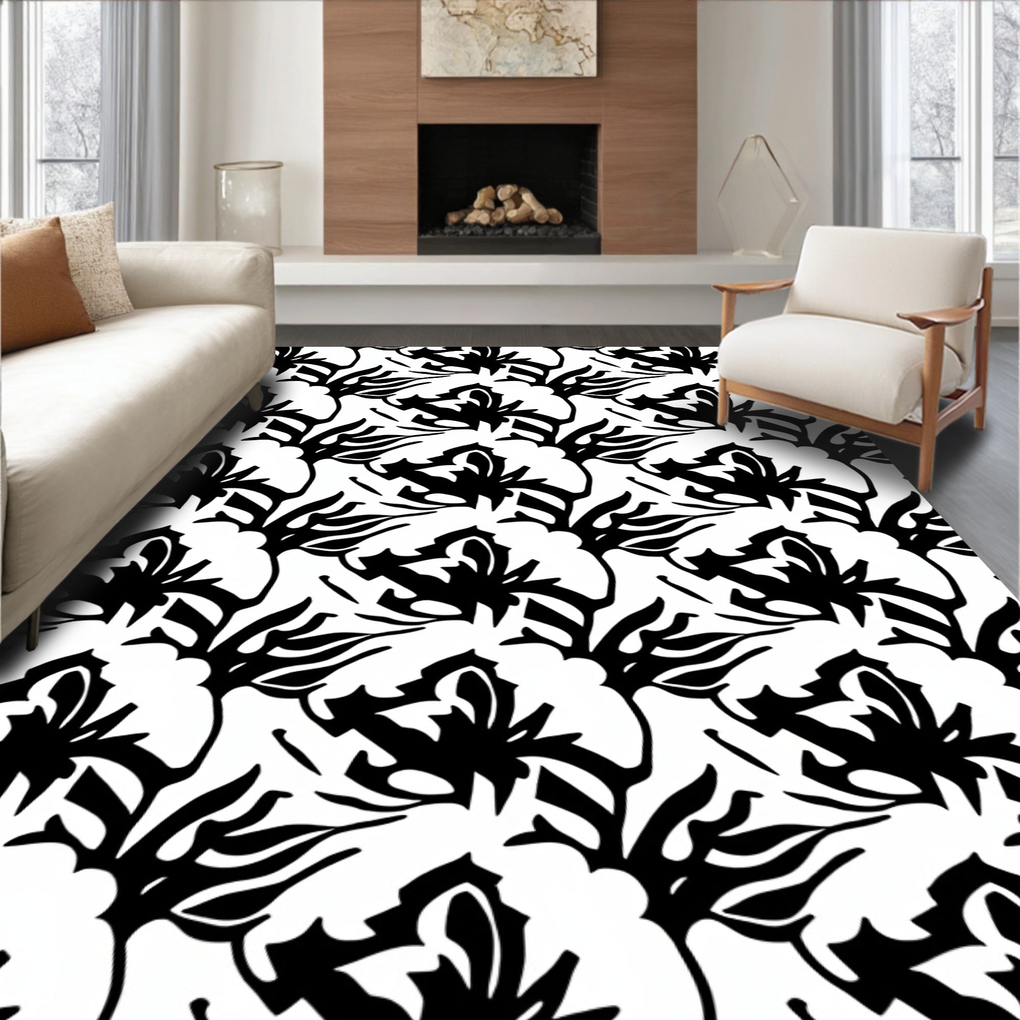 Bold Floral Abstract Pattern Rug