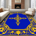 Royal Blue Gold Ornate Floral Rug
