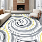 Abstract Swirl Gray Yellow Pattern Rug