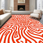 Bold Red Swirling Lines Pattern Rug