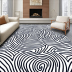 Abstract Black White Wavy Lines Rug