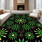 Green Gold Starburst Mandala Rug