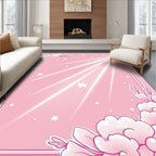 Whimsical Pink Floral Star Design Rug