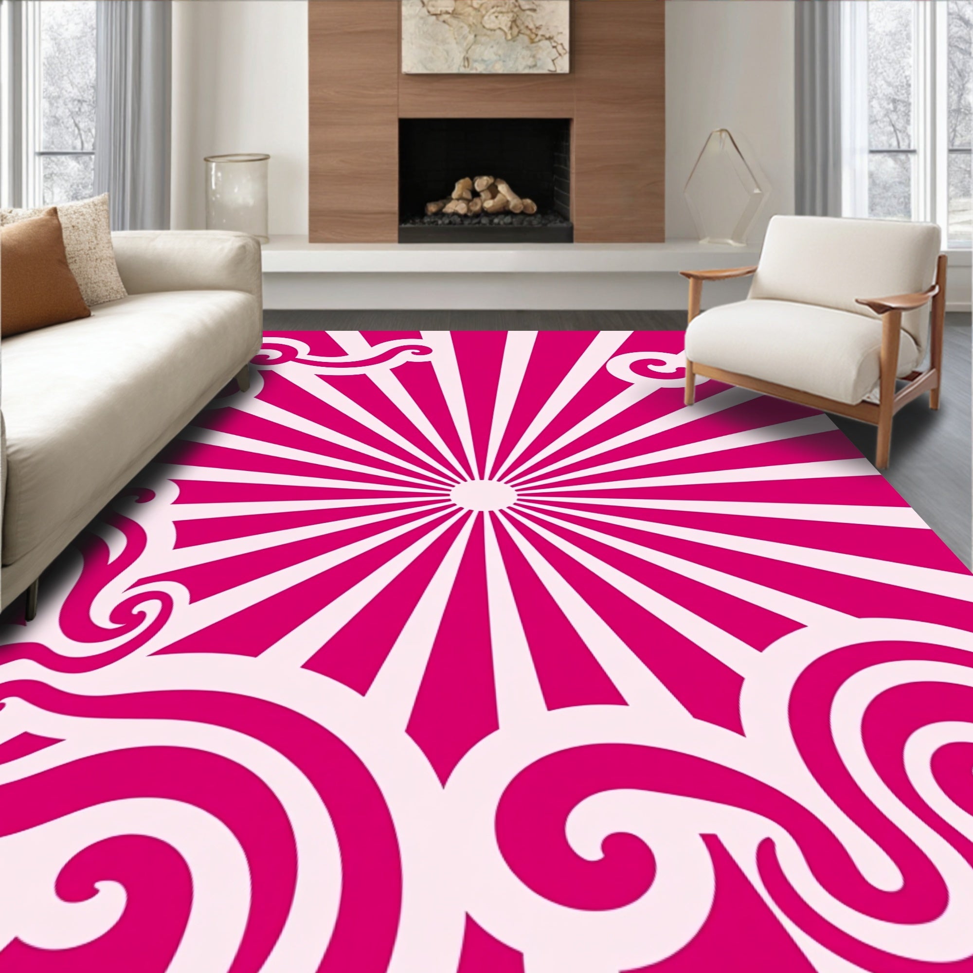 Radiant Swirls Pink Pattern Rug