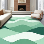 Layered Abstract Green Wave Pattern Rug