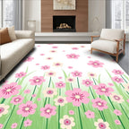 Pink Cream Sakura Field Pattern Rug