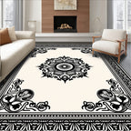 Classic Black Floral Mandala Rug