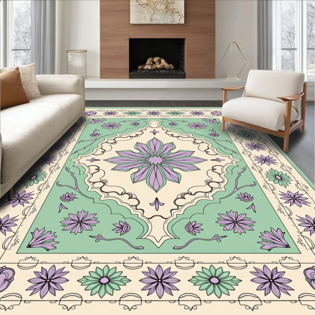 Pastel floral symmetry decorative Rug