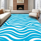 Blue Wave Patterned Cool Design Rug