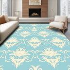 Pale Yellow Floral Damask Pattern Rug