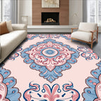 Ornate Floral Medallion Pattern with Pink Blue Rug