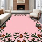 Rustic Evergreen Floral Garland Rug