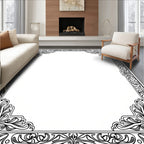 Ornate Scrolling Floral Border Design Rug