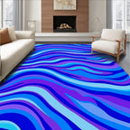 Surreal Wavy Blue Purple Design Rug