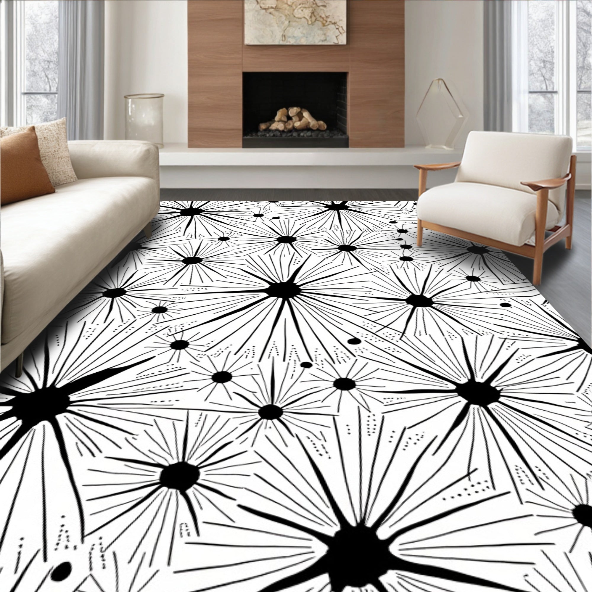 Abstract Starburst Radial Pattern Rug