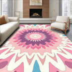 Pink Purple Floral Sunburst Pattern Rug
