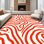Bold Red Wavy Stripe Pattern Rug