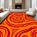 Bold Swirling Red and Orange Pattern Rug