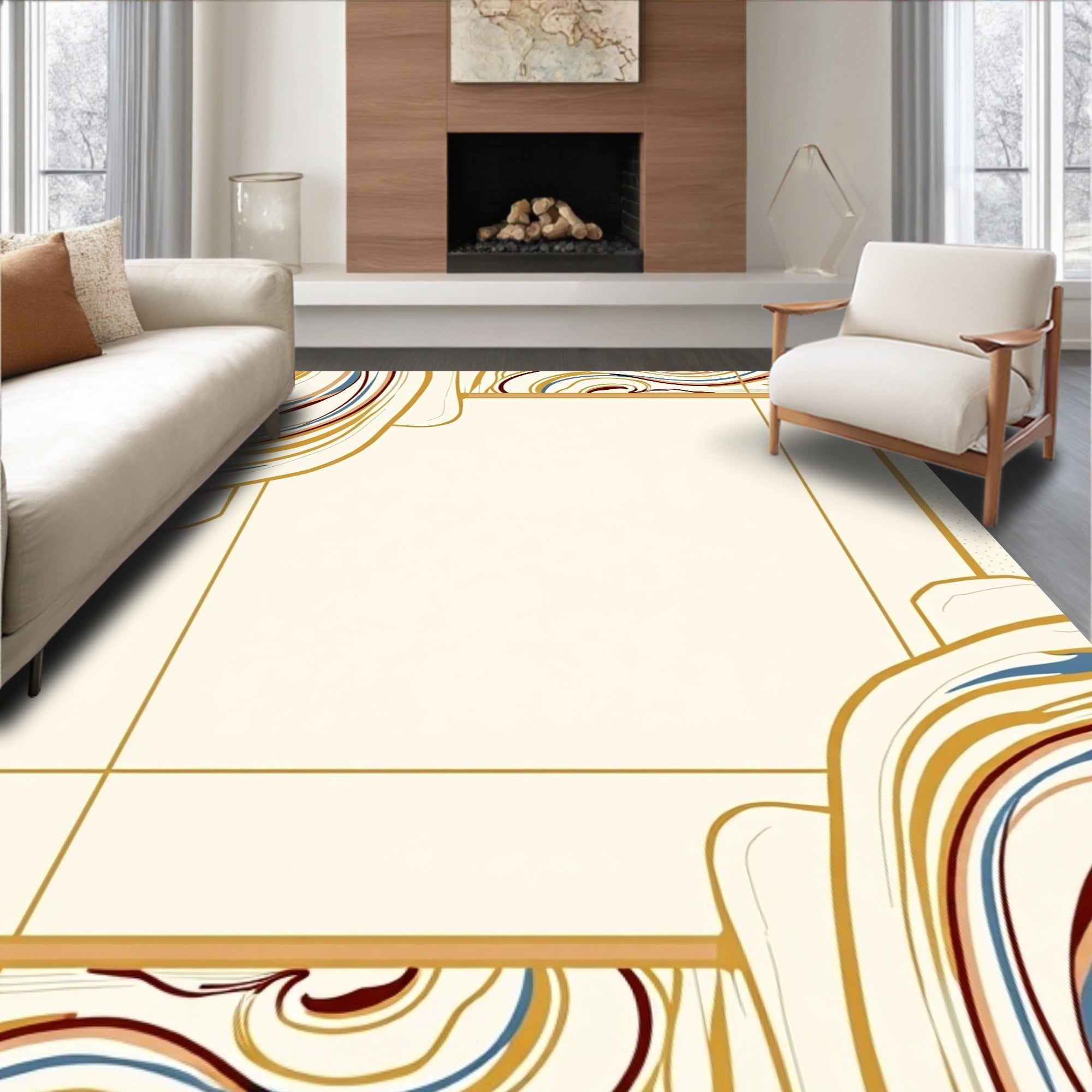 Swirling Lines Abstract Design Rug