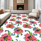 Pink Floral Swirl Pattern Design Rug