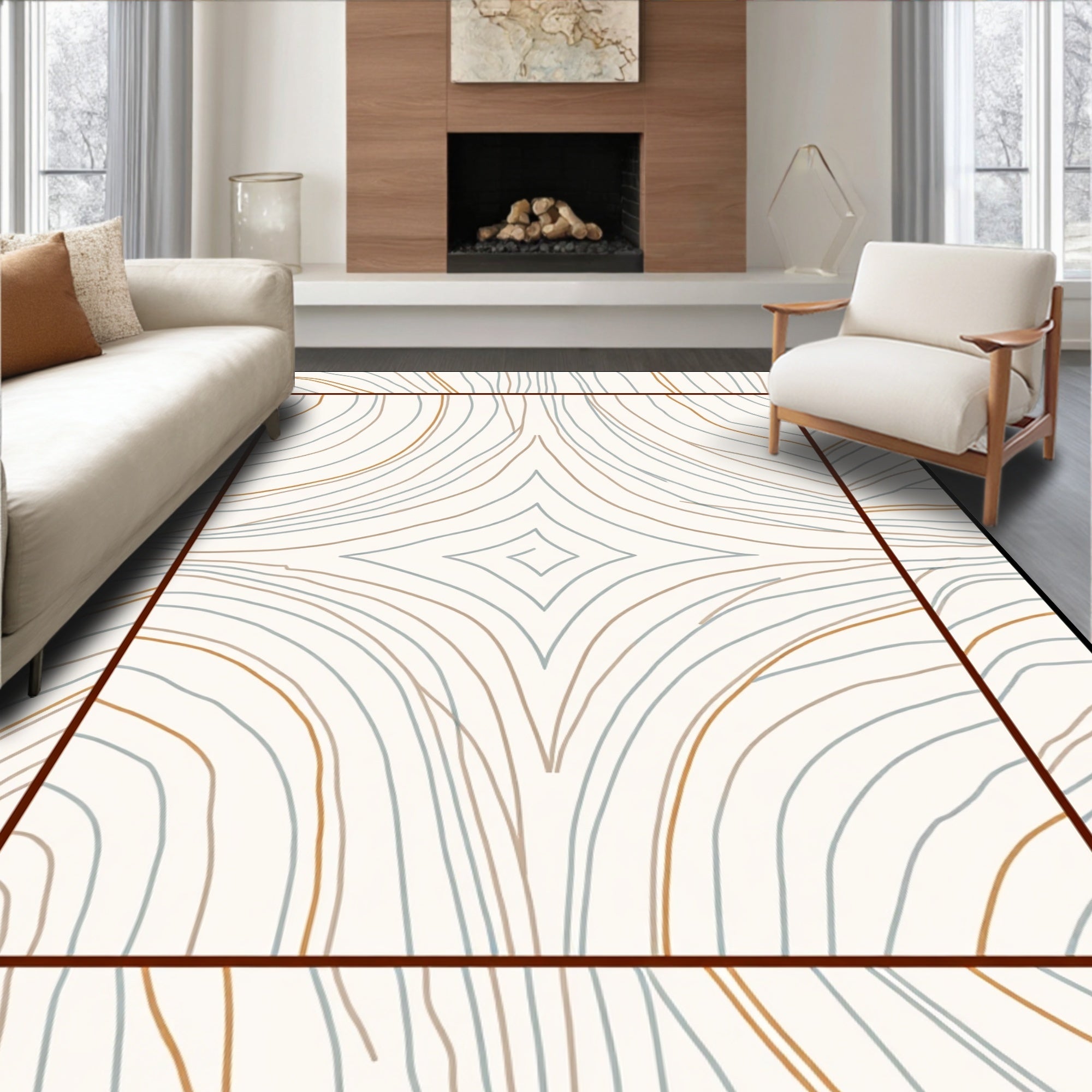 Abstract Wavy Lines Pattern Rug