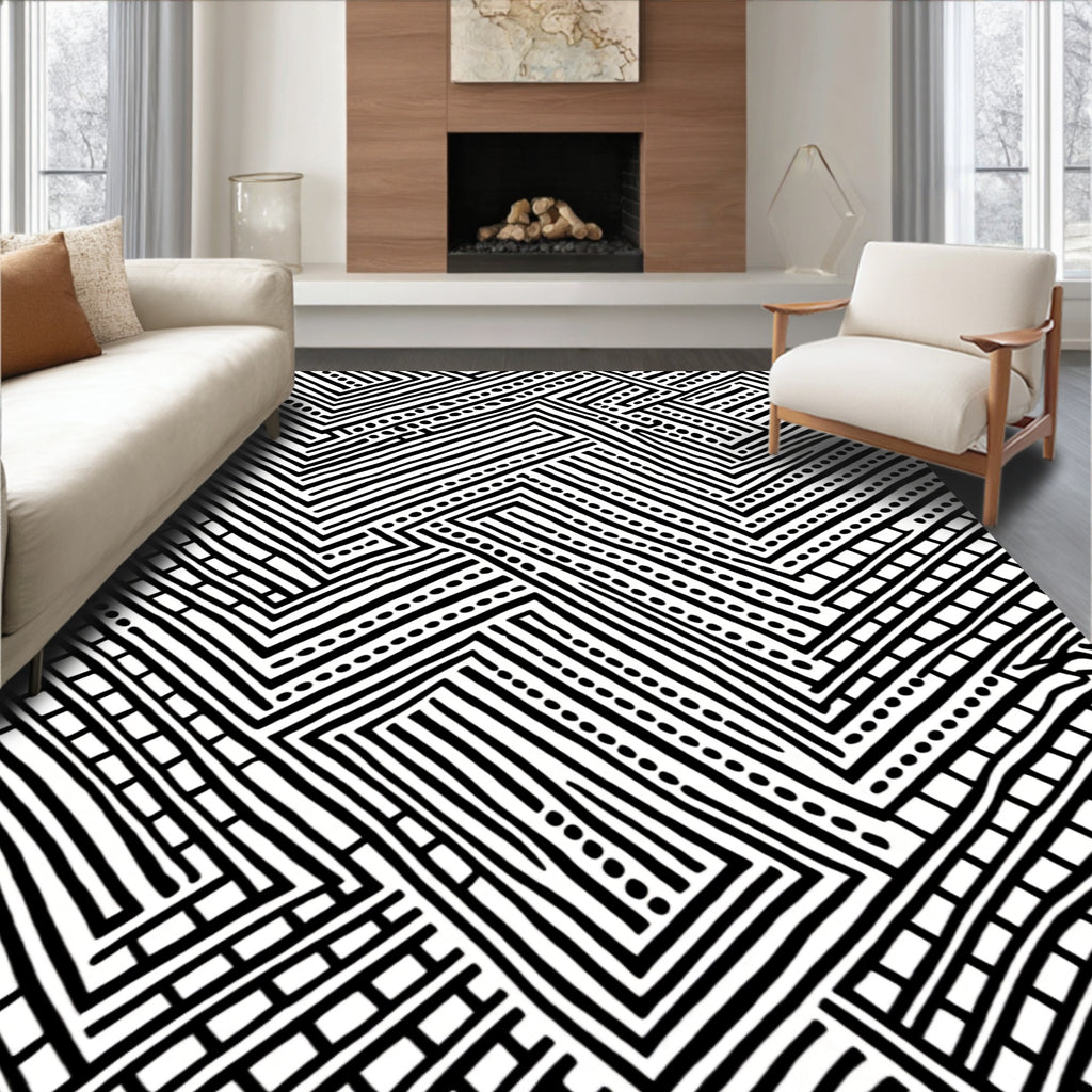 Bold Geometric Zigzag Pattern Rug