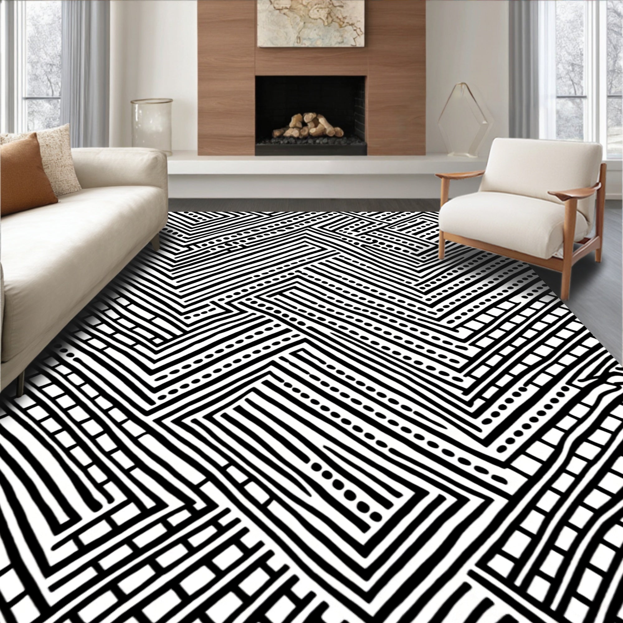Bold Geometric Zigzag Pattern Rug