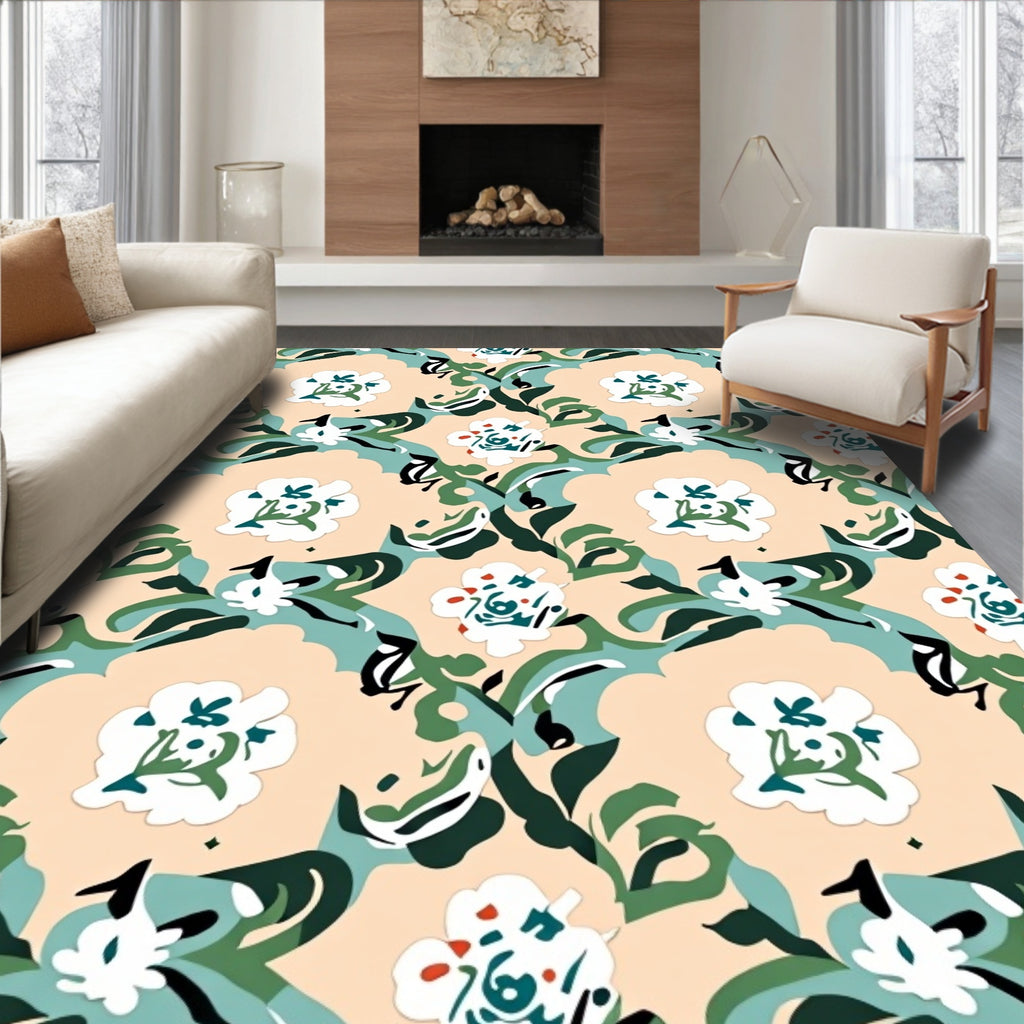 Modern Floral Leaf Abstract Pattern Rug