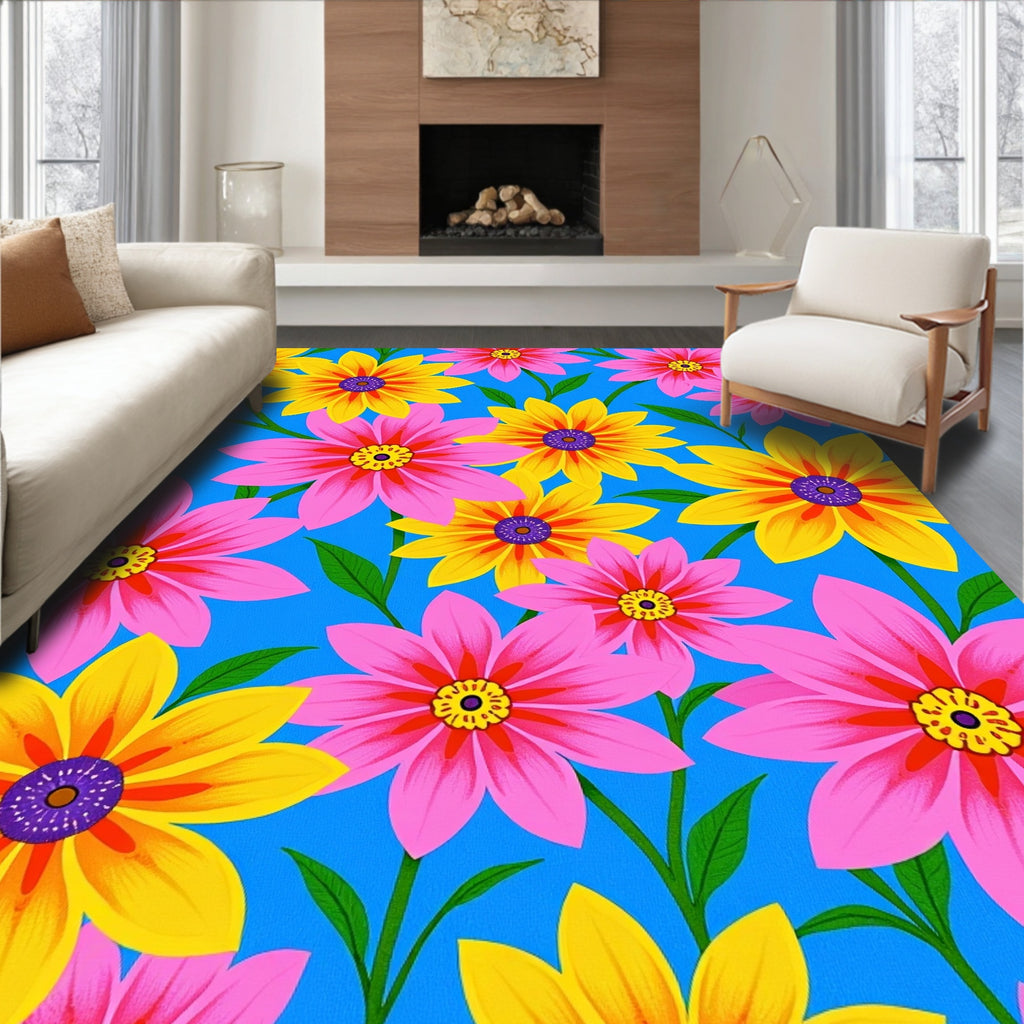 Vibrant Floral Bloom Pattern Rug