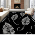 Black White Feather Pattern Design Rug