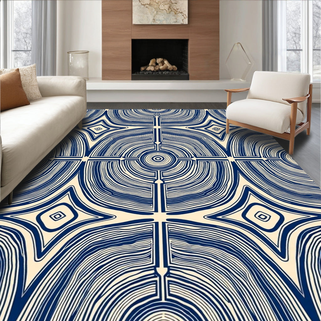Contoured Labyrinth Nested Diamond Pattern Rug