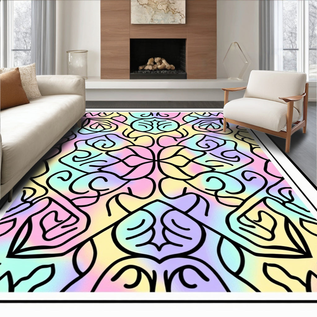 Abstract Kaleidoscope Pastel Pattern Rug