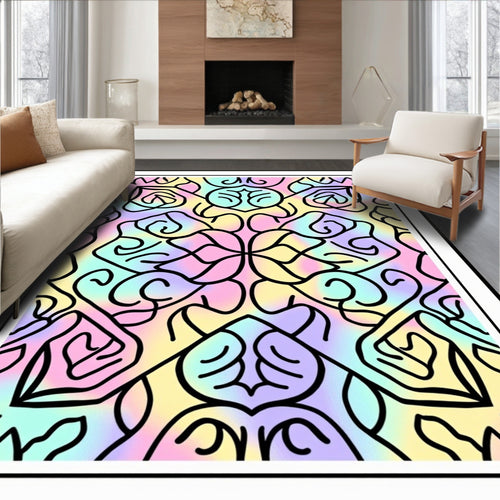 Abstract Kaleidoscope Pastel Pattern Rug