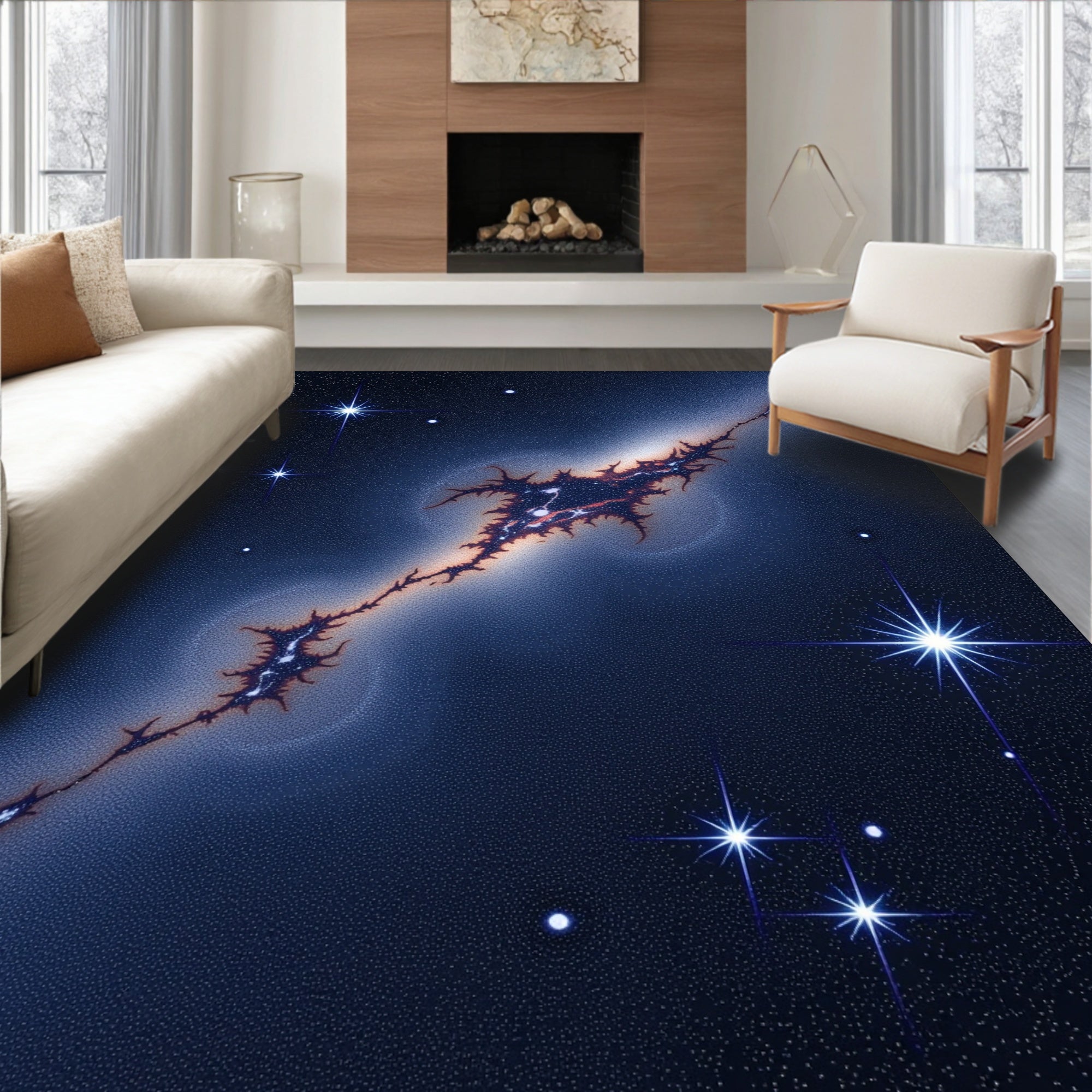 Cosmic Nebula Starry Night Rug