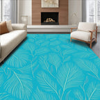 Teal Feather Pattern Rug Design Rug