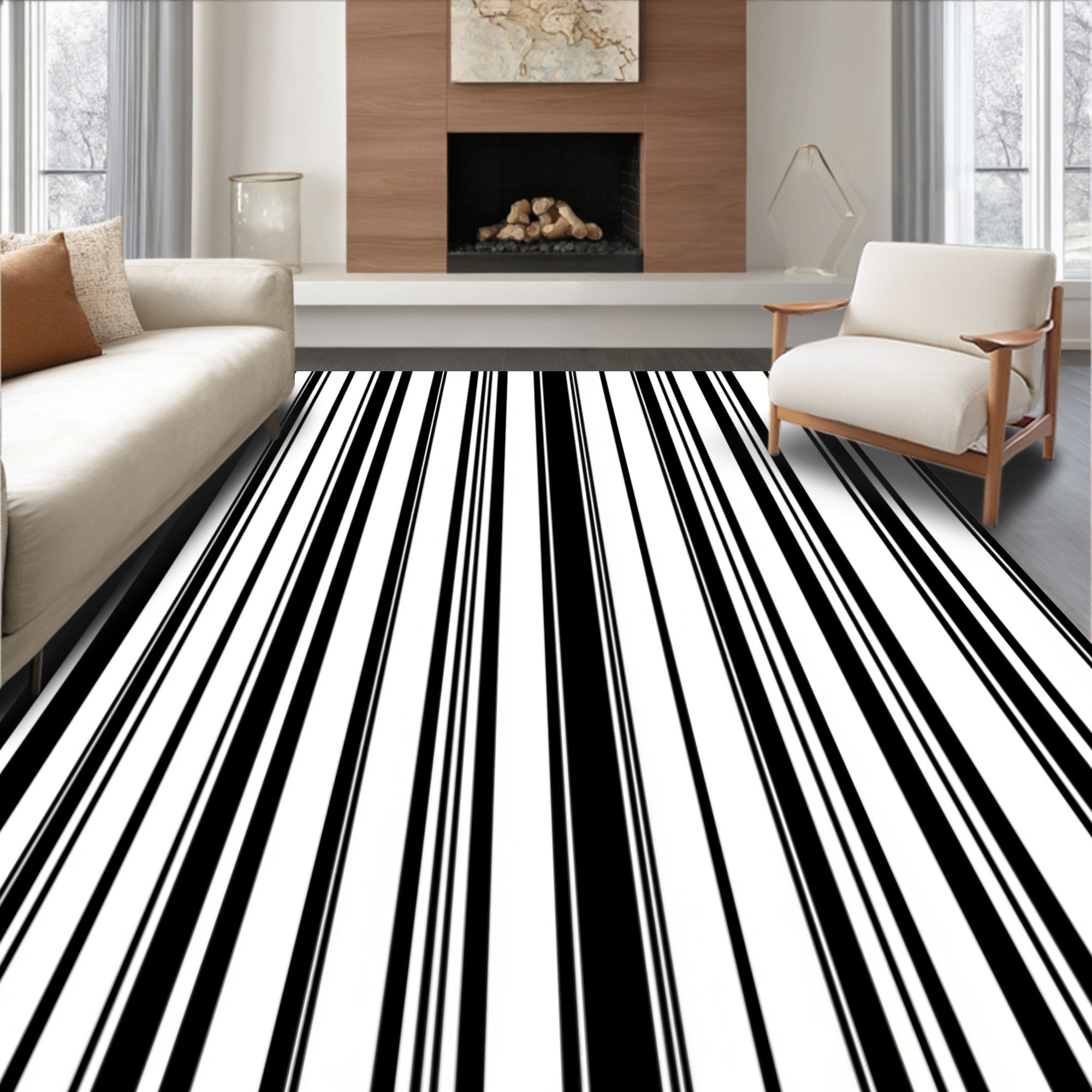 Bold Vertical Stripes Geometric Pattern Rug