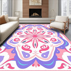 Whimsical Pink and Purple Floral Pattern Rug