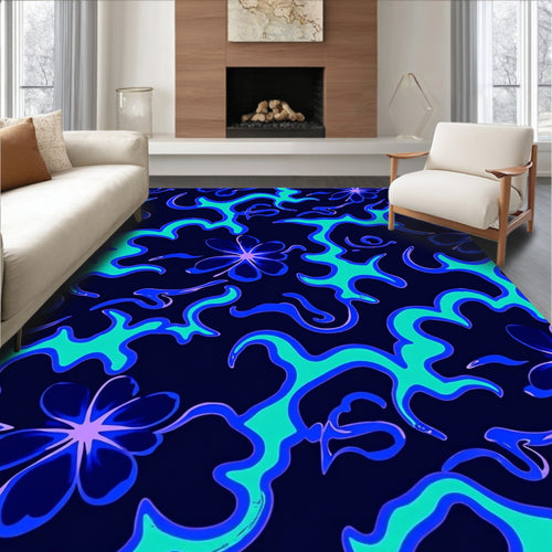 Abstract Floral Swirl Pattern Rug