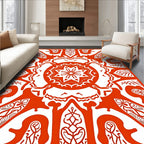 Red Mandala Geometric Pattern Rug