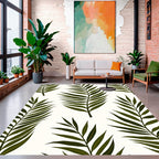 Tropical Leaf Patterned Green Rug
