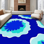 Abstract Blue Teal Floral Burst Rug