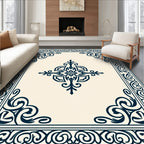 Ornate Scrollwork Central Medallion Design Rug