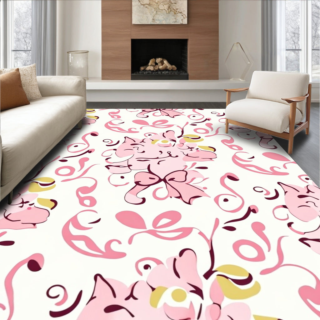 Pink Whimsical Bow Pattern Rug