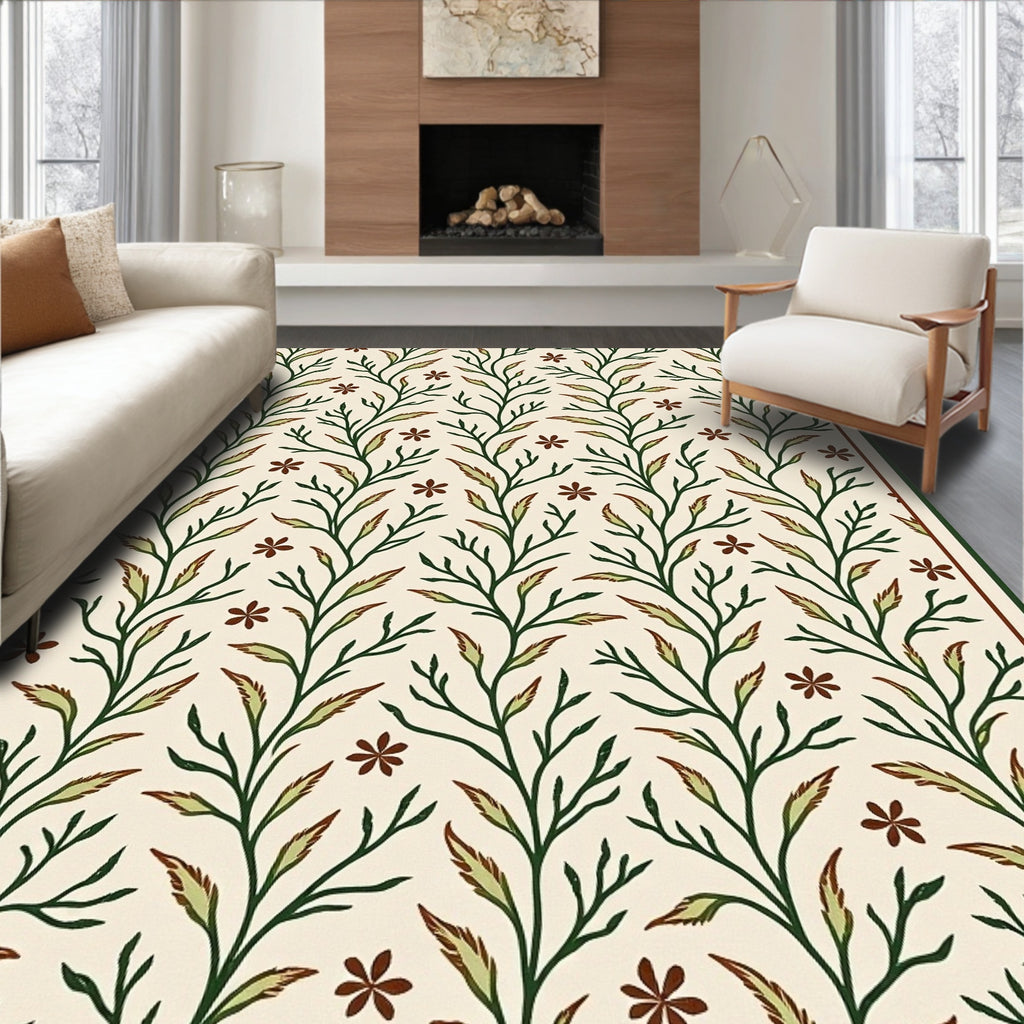 Green Floral Vine Pattern Rug