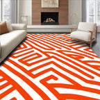 Bold Orange Geometric Maze Rug
