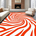 Bold Orange Swirl Pattern Rug