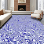Abstract Blue Swirl Contour Pattern Rug