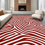 Bold Red White Abstract Lines Rug