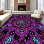 Vibrant Purple Abstract Floral Pattern Rug