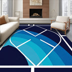 Blue Arc Geometric Abstract Rug